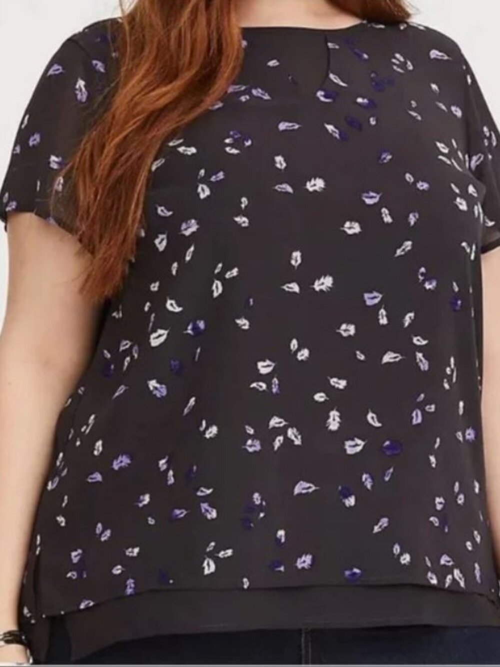 Torrid Grey & Purple Feather Chiffon Blouse 3X
